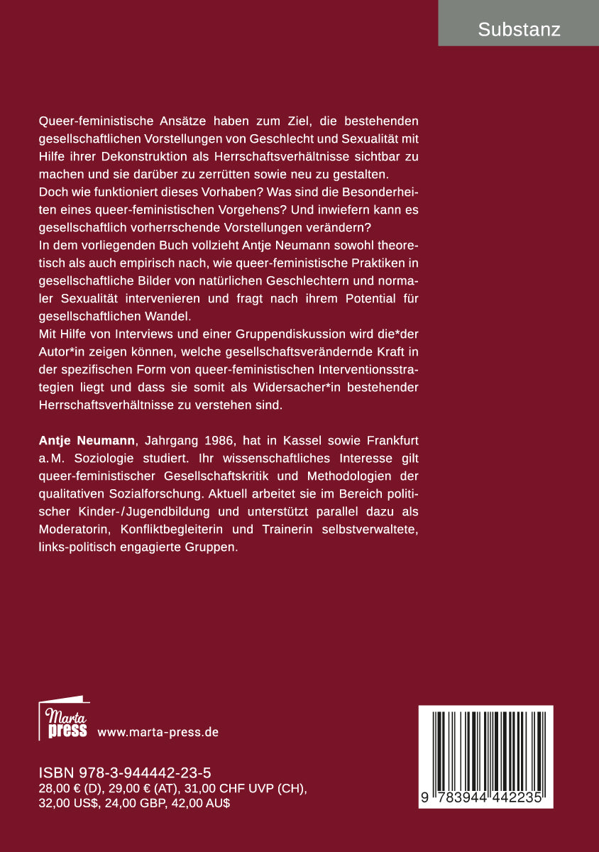 Geschlechterverhältnisse verändern - Formen queer-feministischer Interventionsstrategien