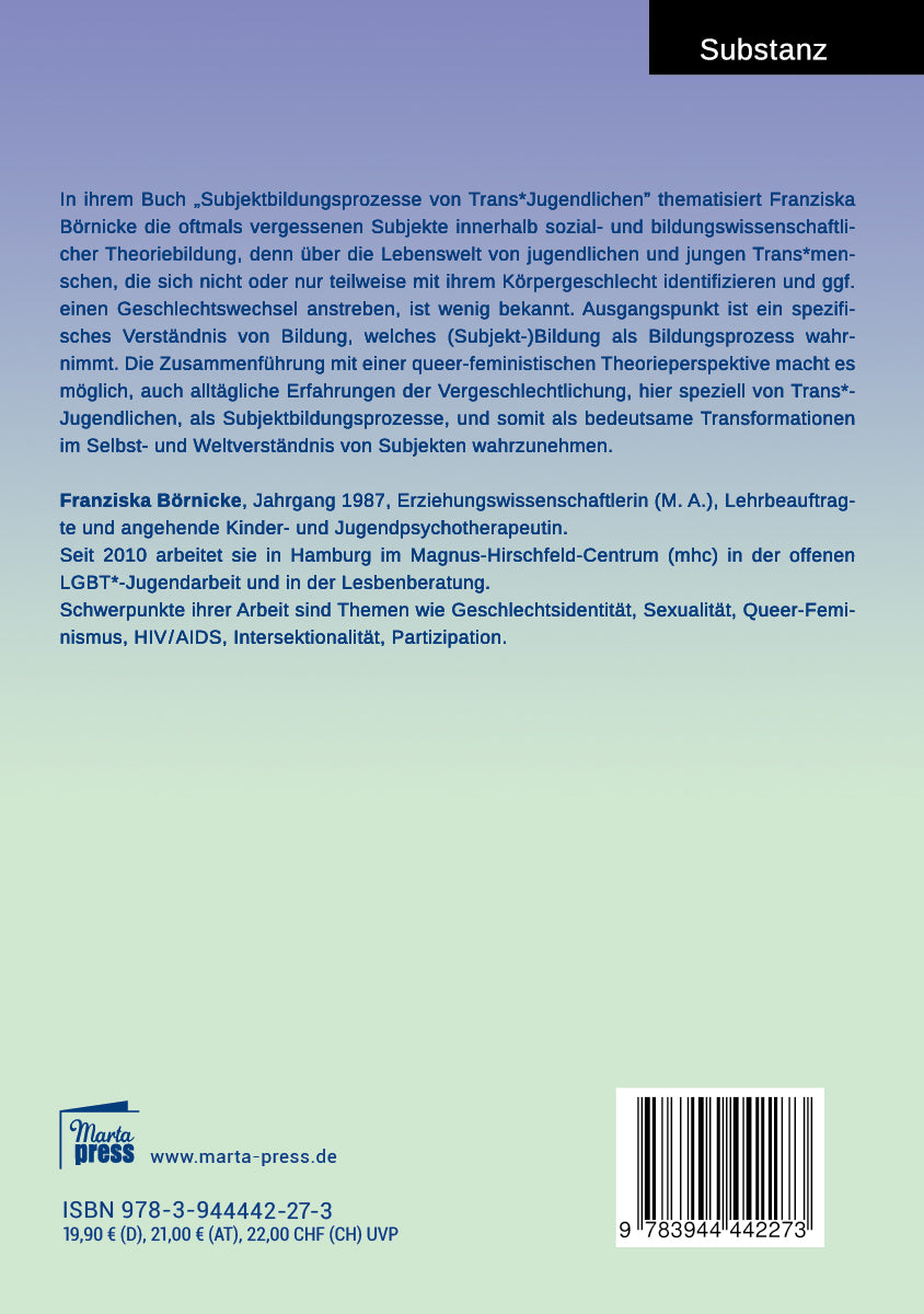 Subjektbildungsprozesse bei Trans*Jugendlichen