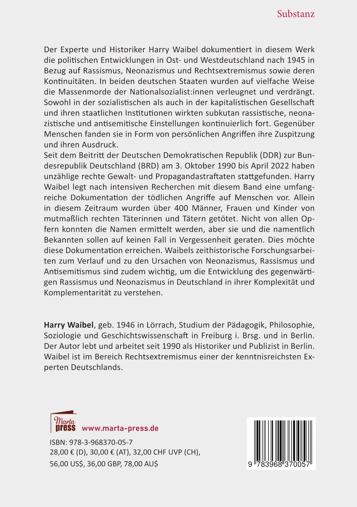 Rechte Kontinuitäten: Rassismus und Neonazismus in Deutschland seit 1945. Eine Dokumentation